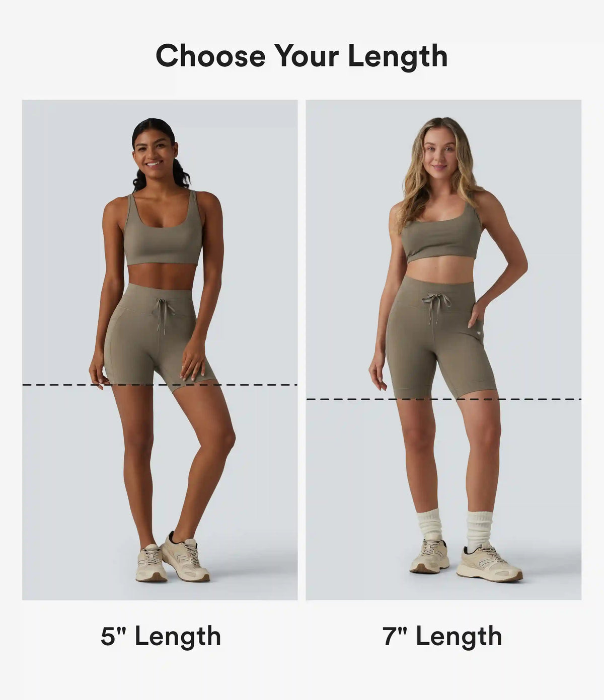 High Waisted Drawstring Plain Yoga Biker Shorts 7'' with Pockets