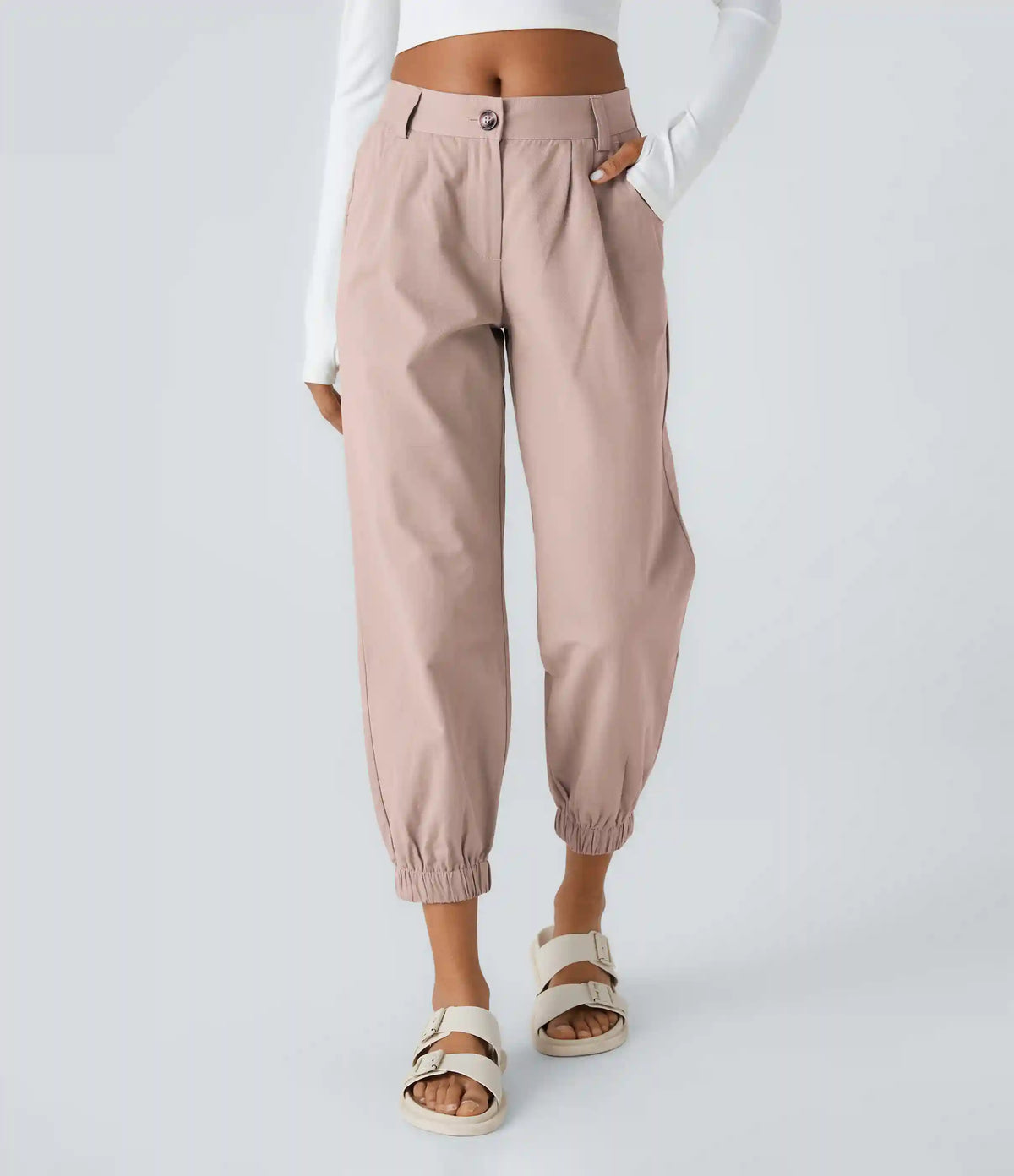 Mid Rise Casual Joggers with Pockets
