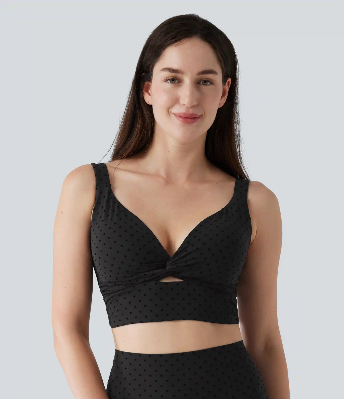 Halara UltraSculpt™ Light Support V-Neck Polka Dot Yoga Sports Bra with Molded Cups