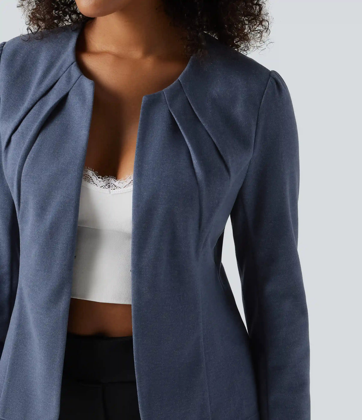 Round Neck Hook and Eye Work Blazer