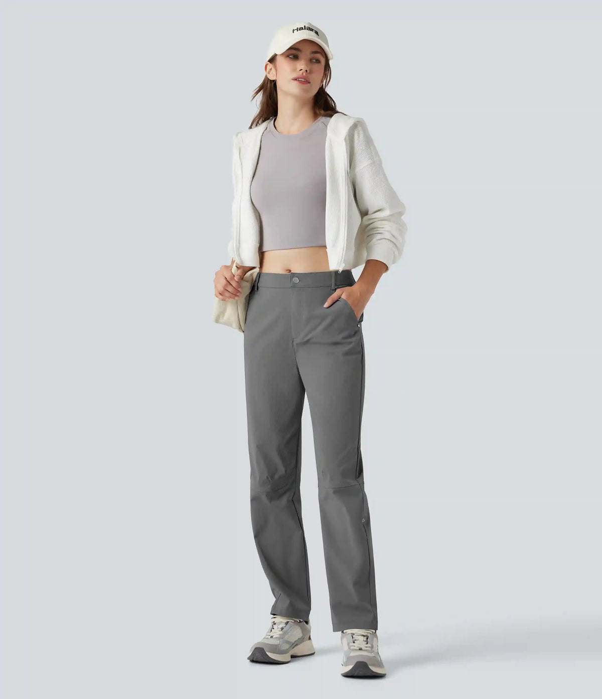 Durable Water Repellent Mid Rise Straight Leg Hiking Pants with Pockets-Adjustable Pant Length