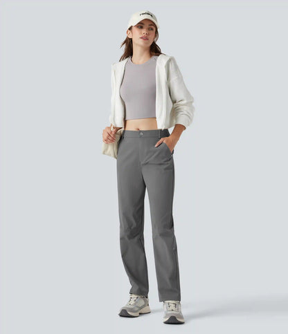 Durable Water Repellent Mid Rise Straight Leg Hiking Pants with Pockets-Adjustable Pant Length