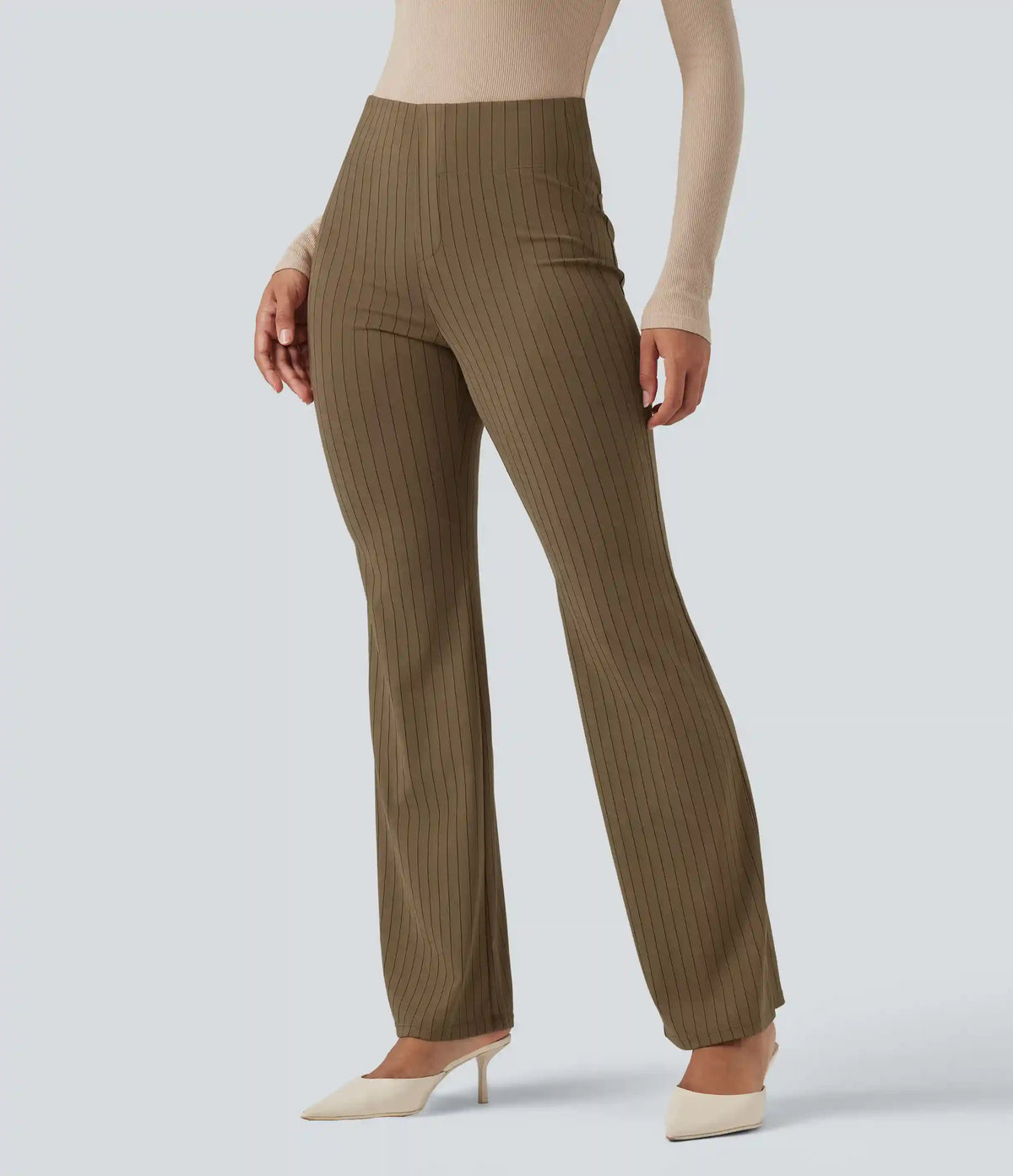 Halara Flex™ High Waisted Striped Work Flare Pants with Pockets