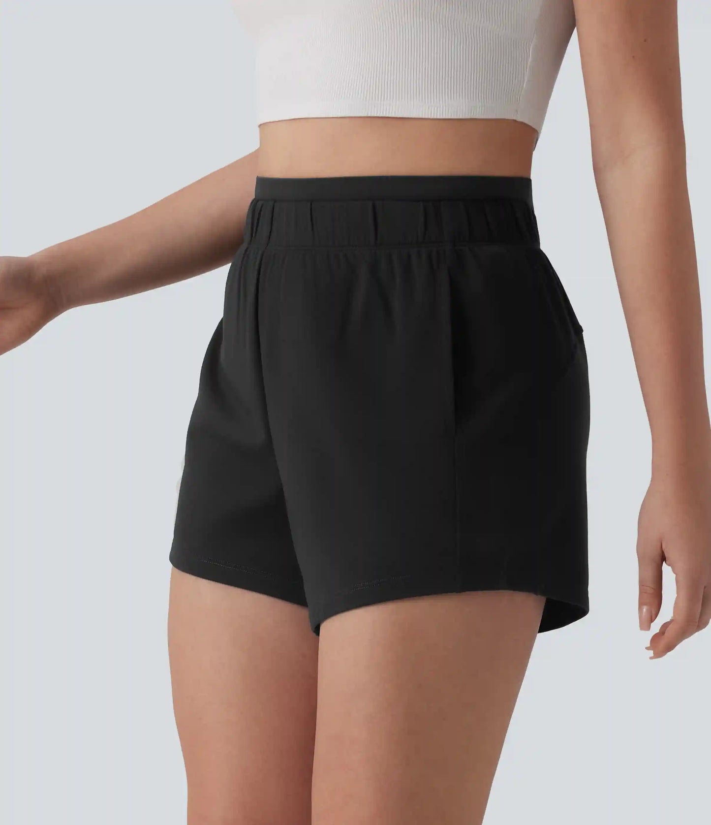 High Waisted 2-in-1 Casual Sweat Shorts 4'' with Pockets