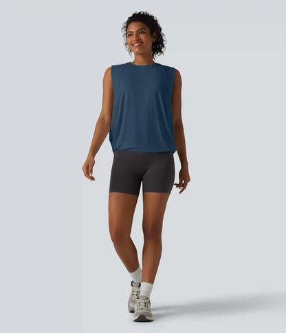 Round Neck Crossover InstantCool Yoga Tank Top-UPF50+