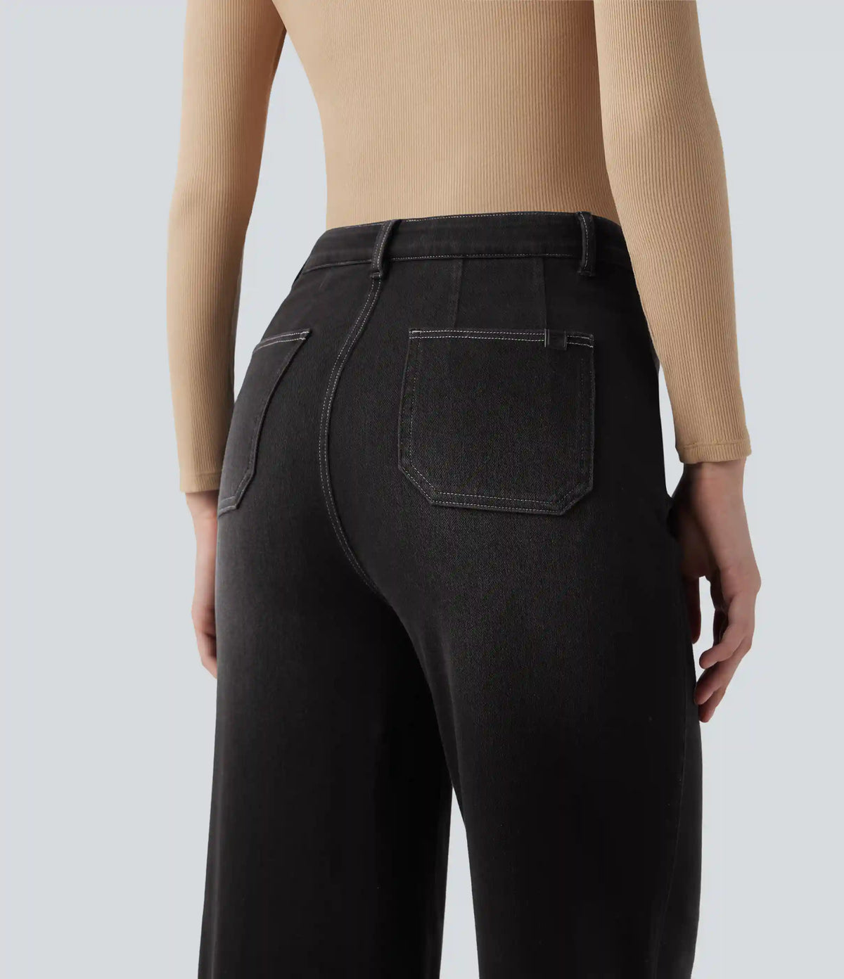Halara Flex™ High Waisted Tummy Control Wide Leg Casual Jeans with Pockets