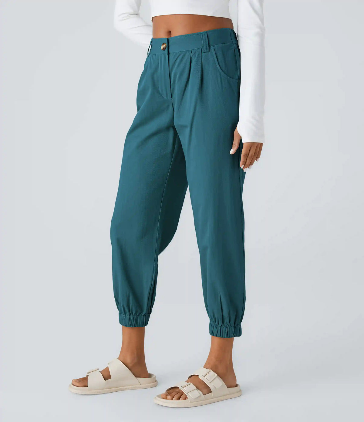Mid Rise Casual Joggers with Pockets