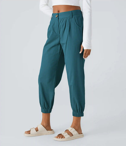 Mid Rise Casual Joggers with Pockets