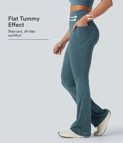 Halara UltraSculpt™ Heathered High Waisted Tummy Control Quick Dry Bootcut Yoga Leggings with Pockets