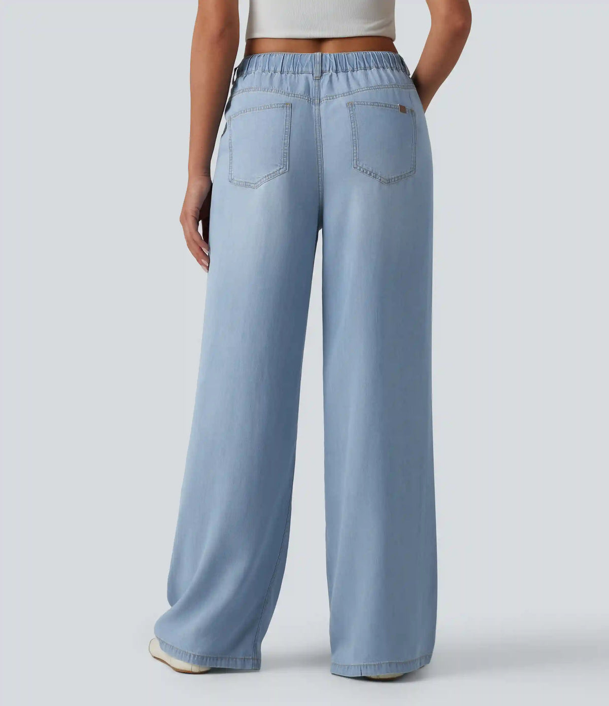 Mid Rise Drawstring Casual Jeans with Pockets