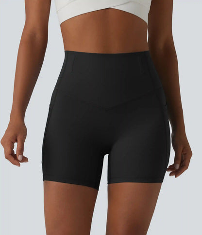 Halara UltraSculpt™ High Waisted Anti-Roll Tummy Control Shaping Workout Biker Shorts 5'' with Pockets