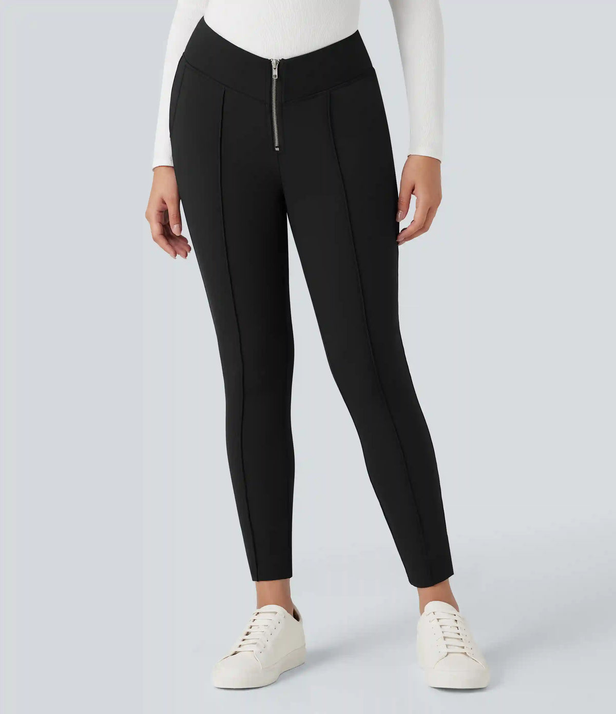 SoftlyZero™ Plush Thermal V Shaped High Waisted Zipper Work Pants with Pockets