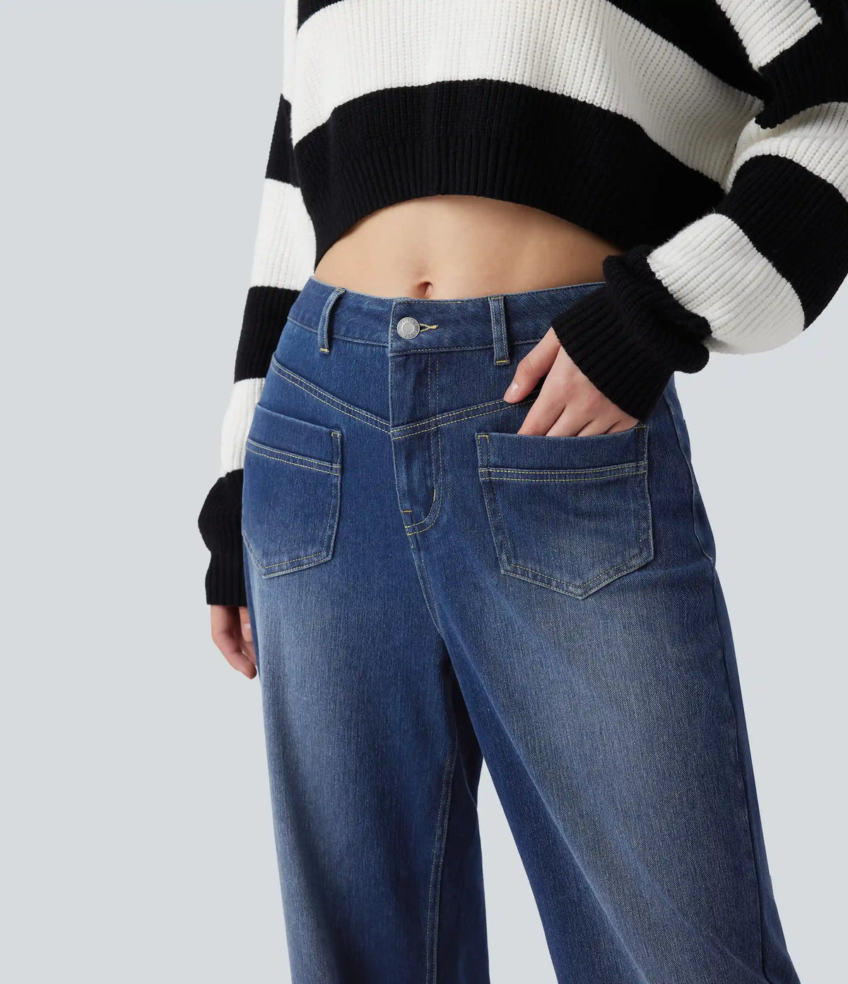 Halara Flex™ Mid Rise Straight Leg Casual Jeans with Pockets