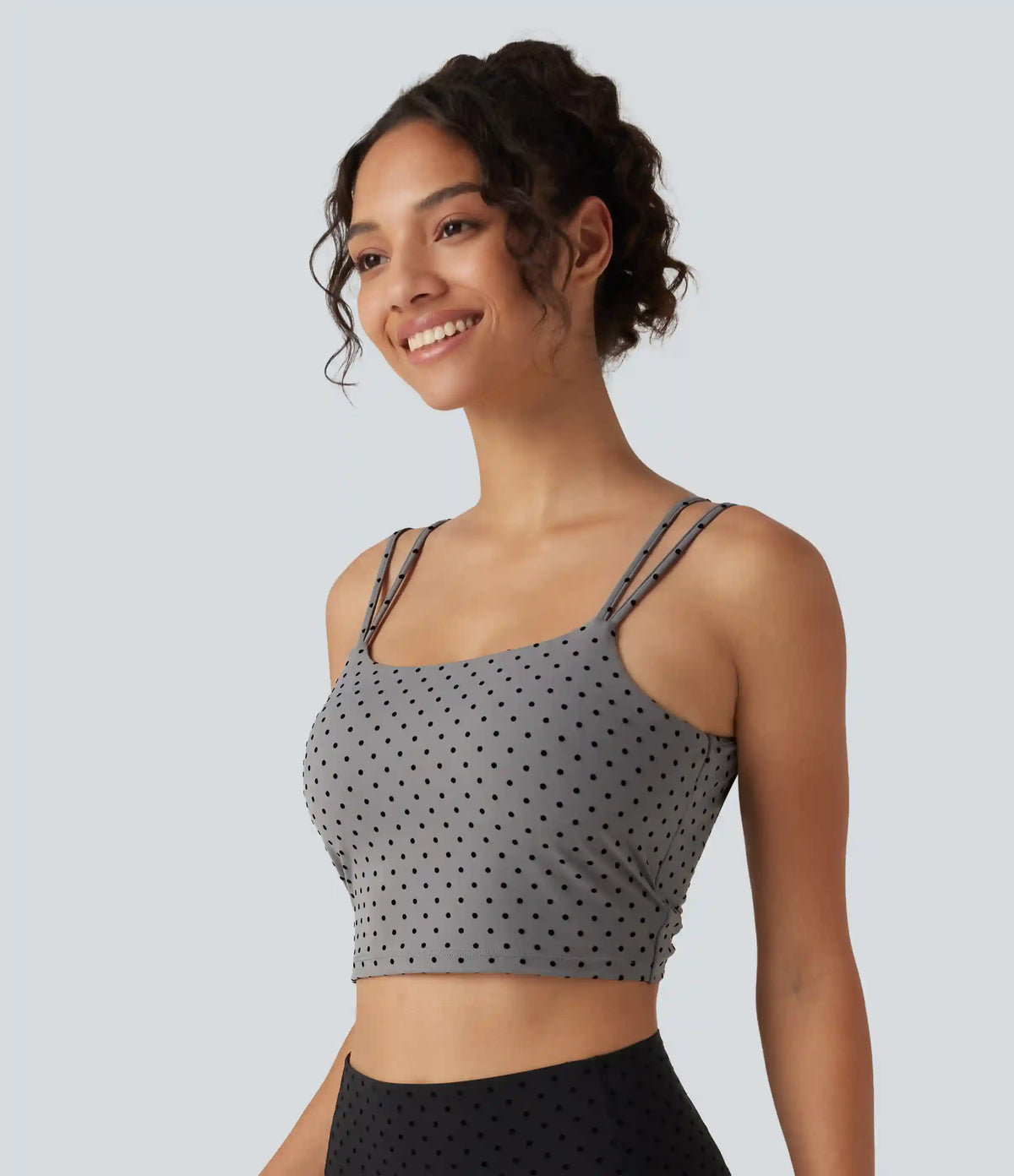 Halara UltraSculpt™ Light Support Backless Built-in Bra Flocked Polka Dot Yoga Sports Bra