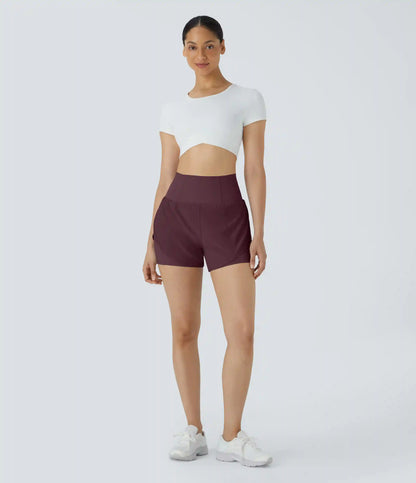 Breezeful™ Super High Waisted Curved Hem 2-in-1 Pocket Quick Dry Yoga Shorts 3.5''