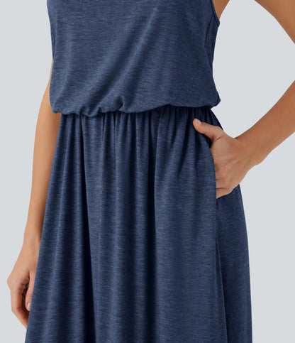 Maxi Flowy Slip Dress with Pockets