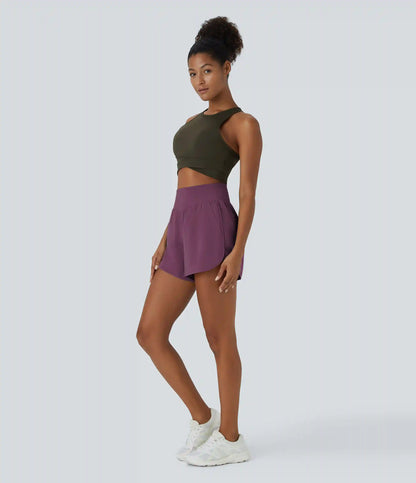 Breezeful™ High Waisted Pocket Quick Dry Casual Shorts 4"