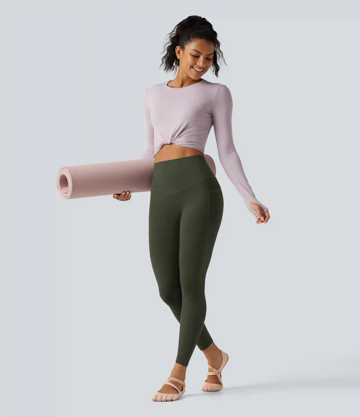 Halara UltraSculpt™ Curvy High Waisted Tummy Control Shaping Yoga Leggings with Pockets