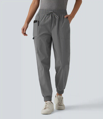 Mid Rise Drawstring Casual Cargo Joggers with Pockets