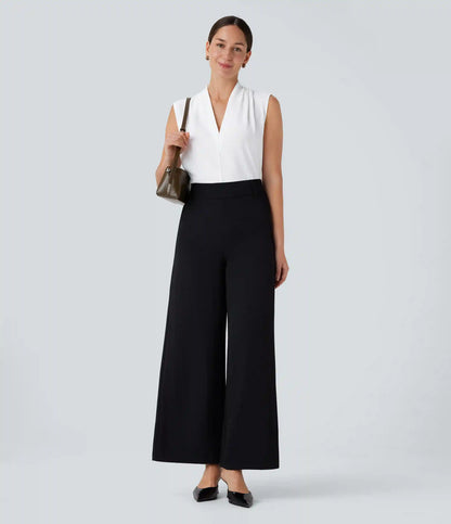 V Neck Sleeveless Work Blouse