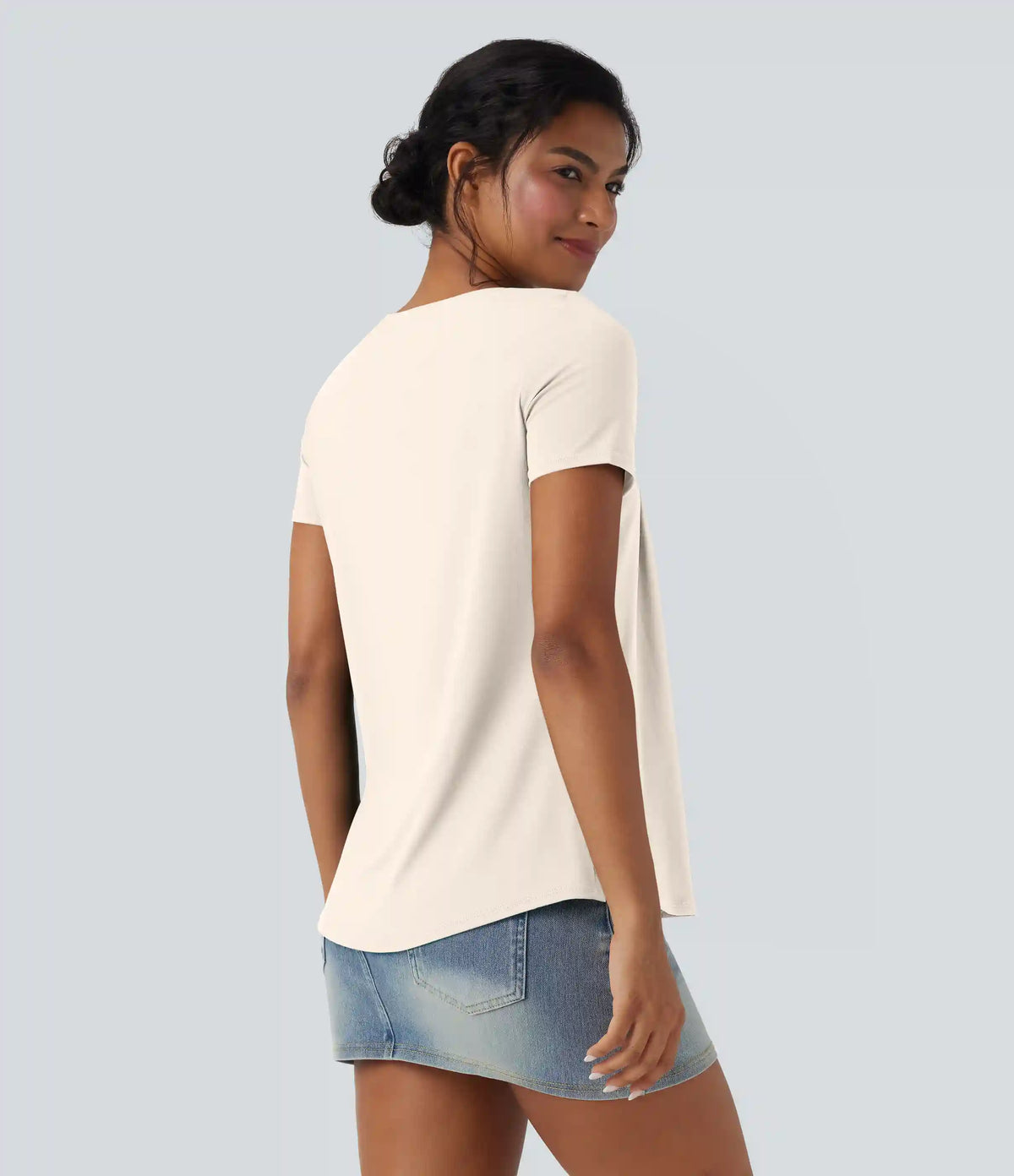 Square Neck Short Sleeve Casual Blouse