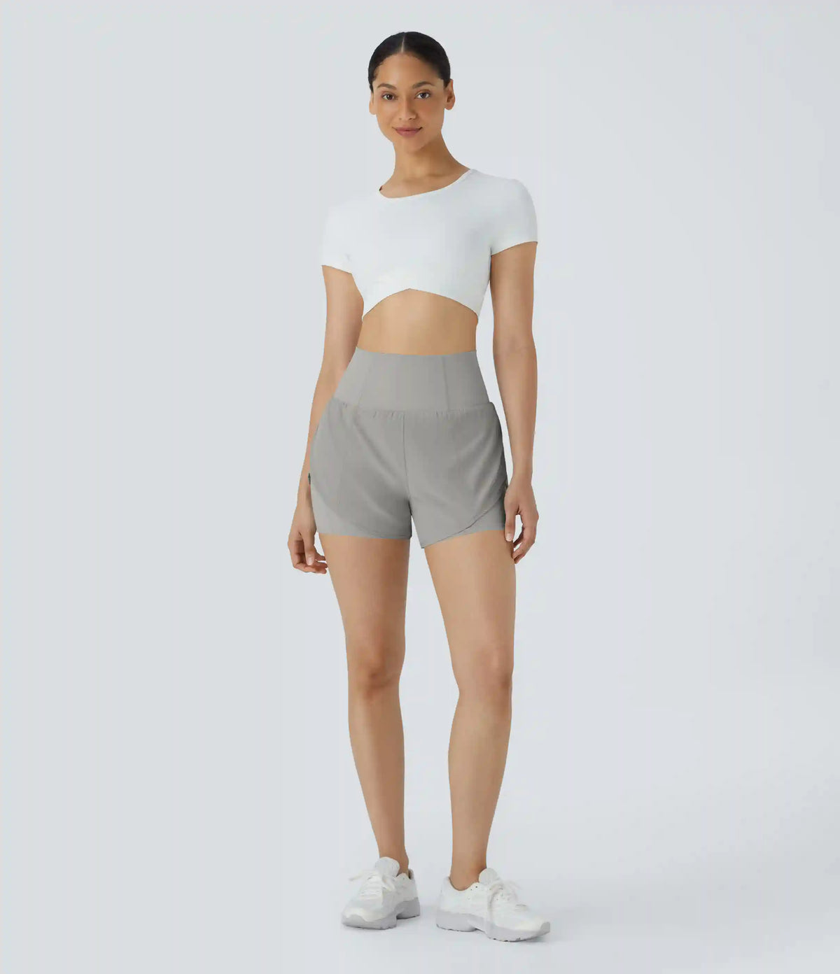 Breezeful™ Super High Waisted Curved Hem 2-in-1 Pocket Quick Dry Yoga Shorts 3.5''