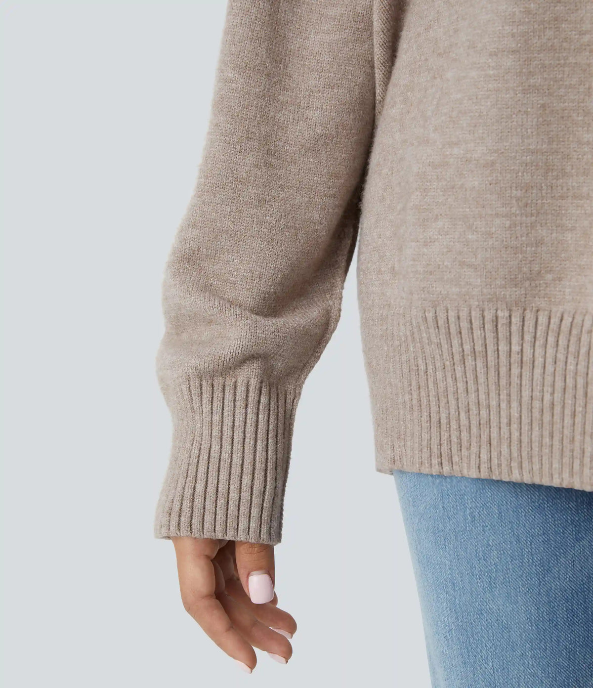 Round Neck Dropped Shoulder Long Sleeve Casual Sweater
