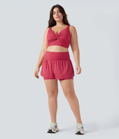 SoftlyZero™ Airy Super High Waisted 2-in-1 InstantCool Yoga Plus Size Shorts 5'' with Pockets