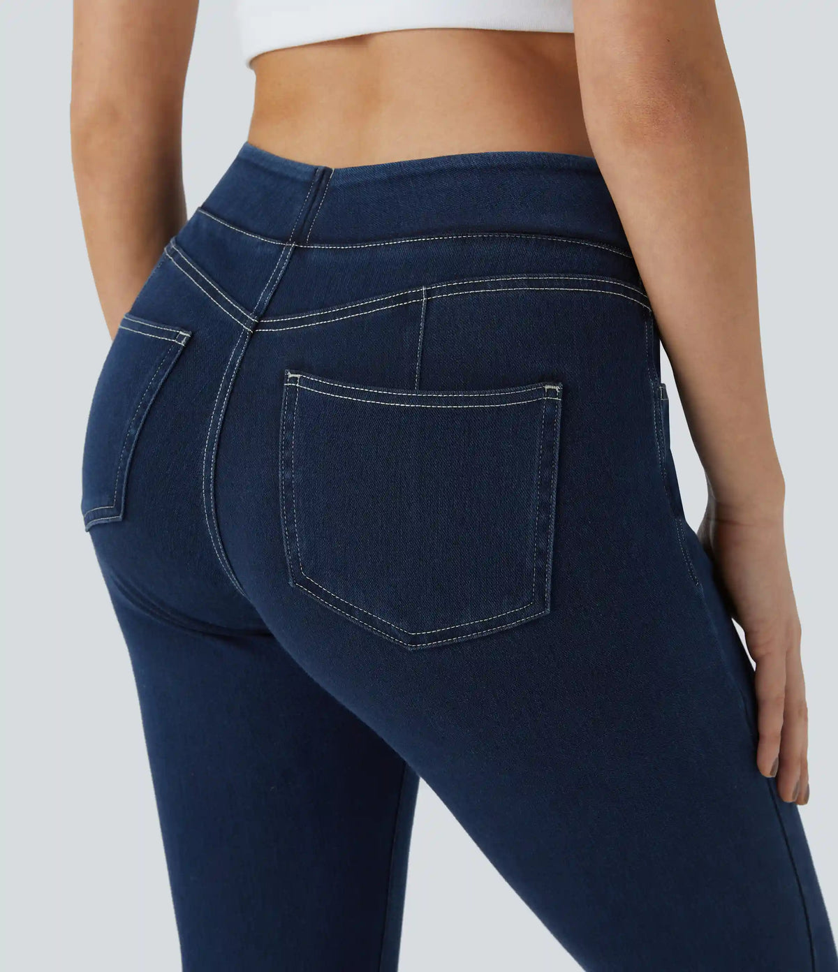 Halara Flex™ Curvy High Waisted Decorative Pockets Denim Casual 7/8 Leggings