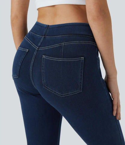 Halara Flex™ Curvy High Waisted Decorative Pockets Denim Casual 7/8 Leggings