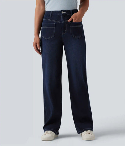 Halara Flex™ Mid Rise Straight Leg Casual Jeans with Pockets