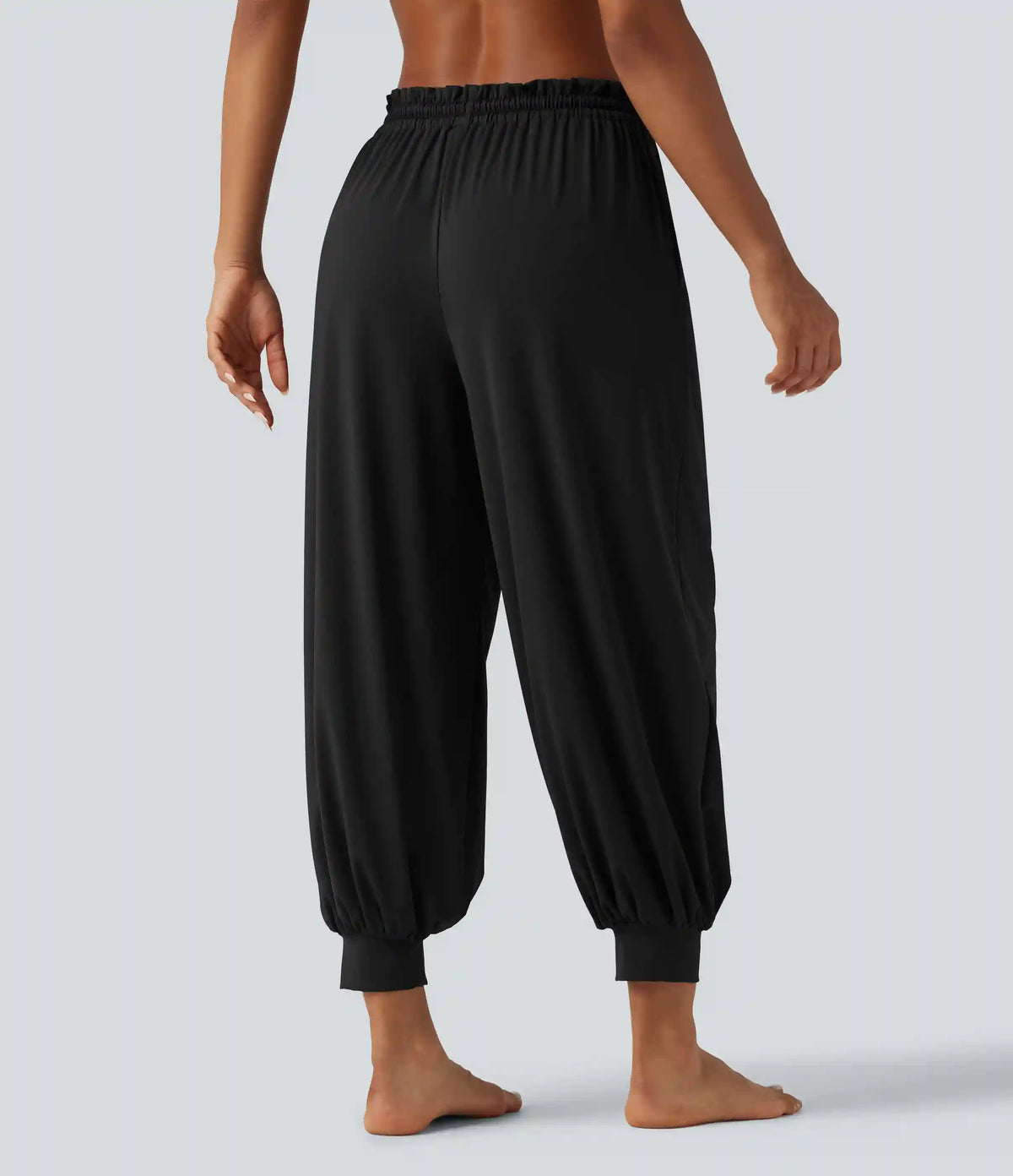 Mid Rise Drawstring Ruched Wrapped Yoga Joggers with Pockets