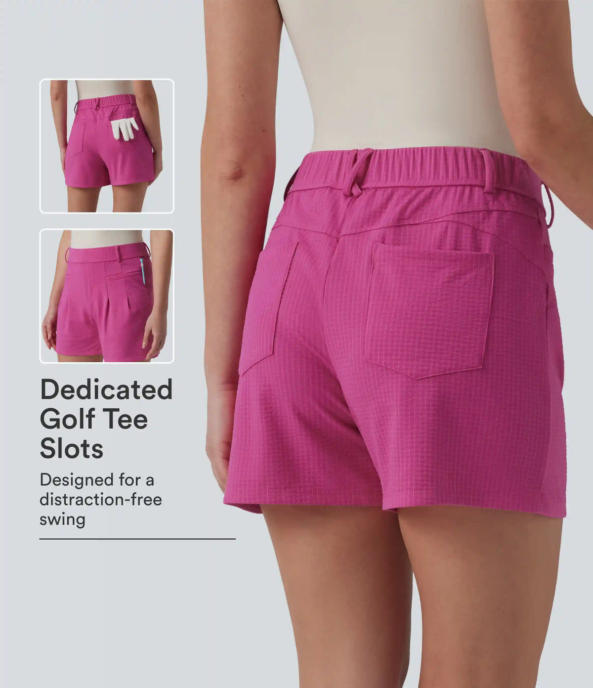 High Waisted Quick Dry Golf Shorts with Pockets-UPF40+