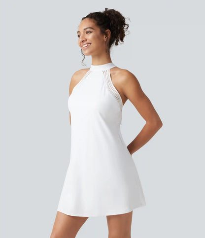 SoftlyZero™ Airy Tie Back Built-in Bra 2-in-1 InstantCool Mini Yoga Active Dress with Pocket-Longer Length