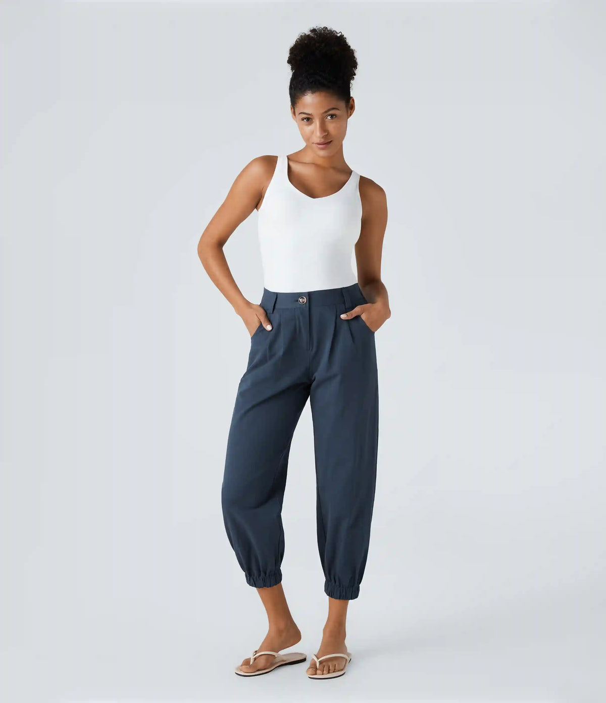 Mid Rise Casual Joggers with Pockets