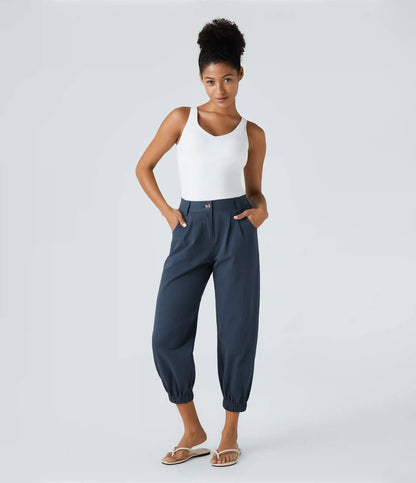 Mid Rise Casual Joggers with Pockets