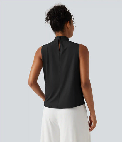 Mock Neck Keyhole Back Sleeveless InstantCool Work Top-UPF50+
