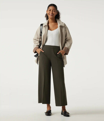 Mid Rise Straight Leg Work Pants with Pockets
