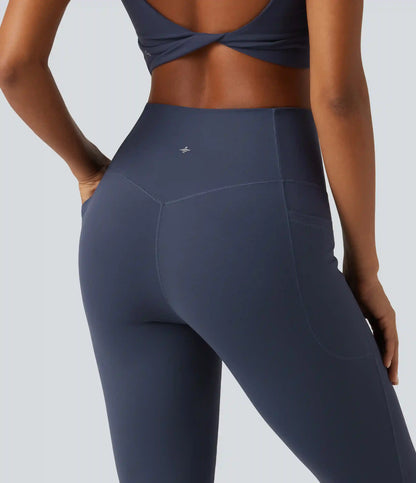 Halara UltraSculpt™ High Waisted Lace Up Flare Yoga Leggings with Pockets