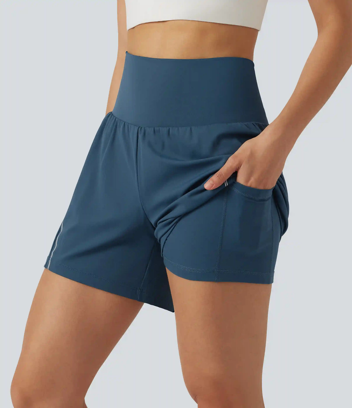 SoftlyZero™ Airy Reflective High Waisted 2-in-1 InstantCool Yoga Shorts 5'' with Pockets