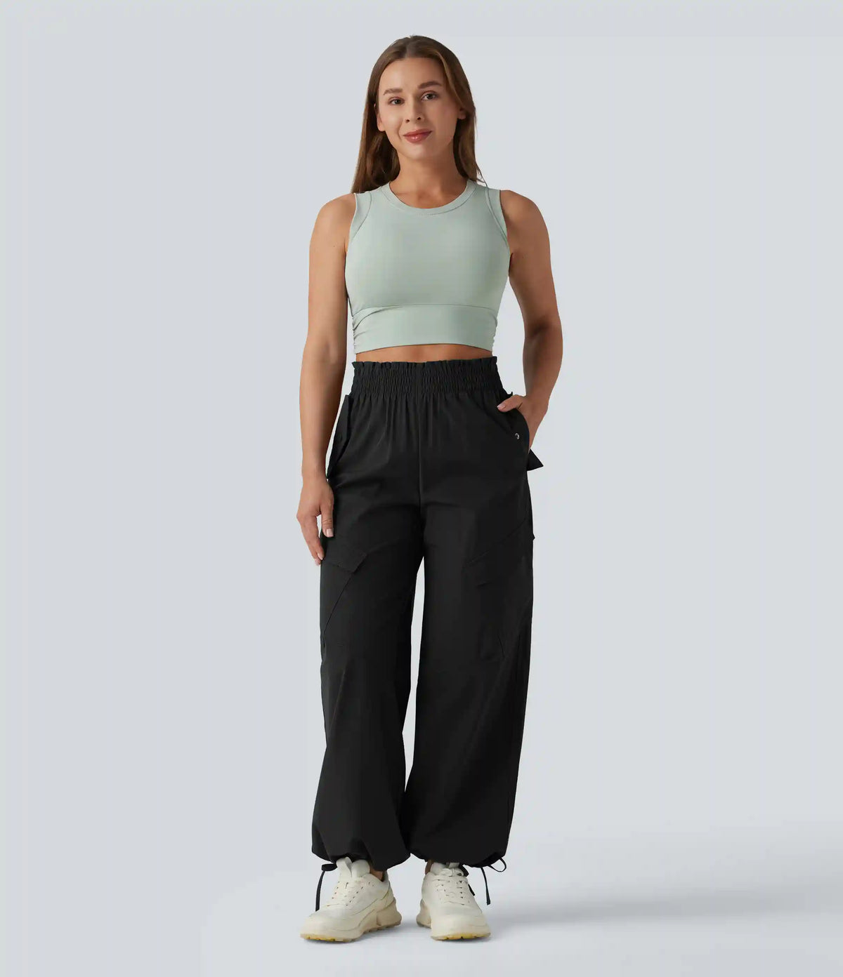 Lettuce Trim High Waisted Workout Cargo Pants with Pockets