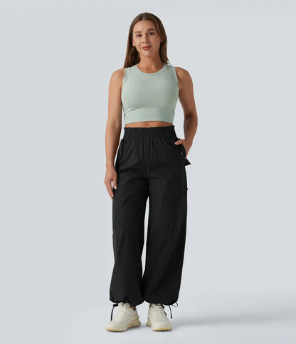 Lettuce Trim High Waisted Workout Cargo Pants with Pockets