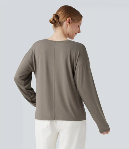 Round Neck Raglan Long Sleeve Casual Top