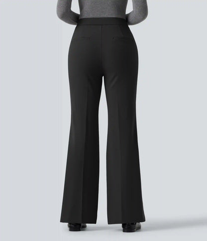 Mid Rise Flare Fleece Work Pants with Pockets