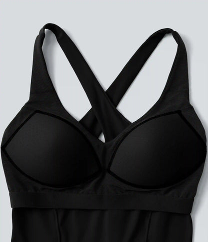 Halara UltraSculpt™ Deep V-neck Push-Up Crisscross Back 2-in-1 Yoga Tank Top