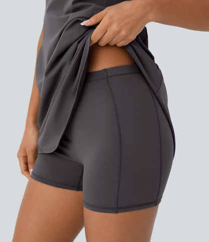 SoftlyZero™ Plush Cut Out Pocket 2-Piece Mini Yoga Active Dress