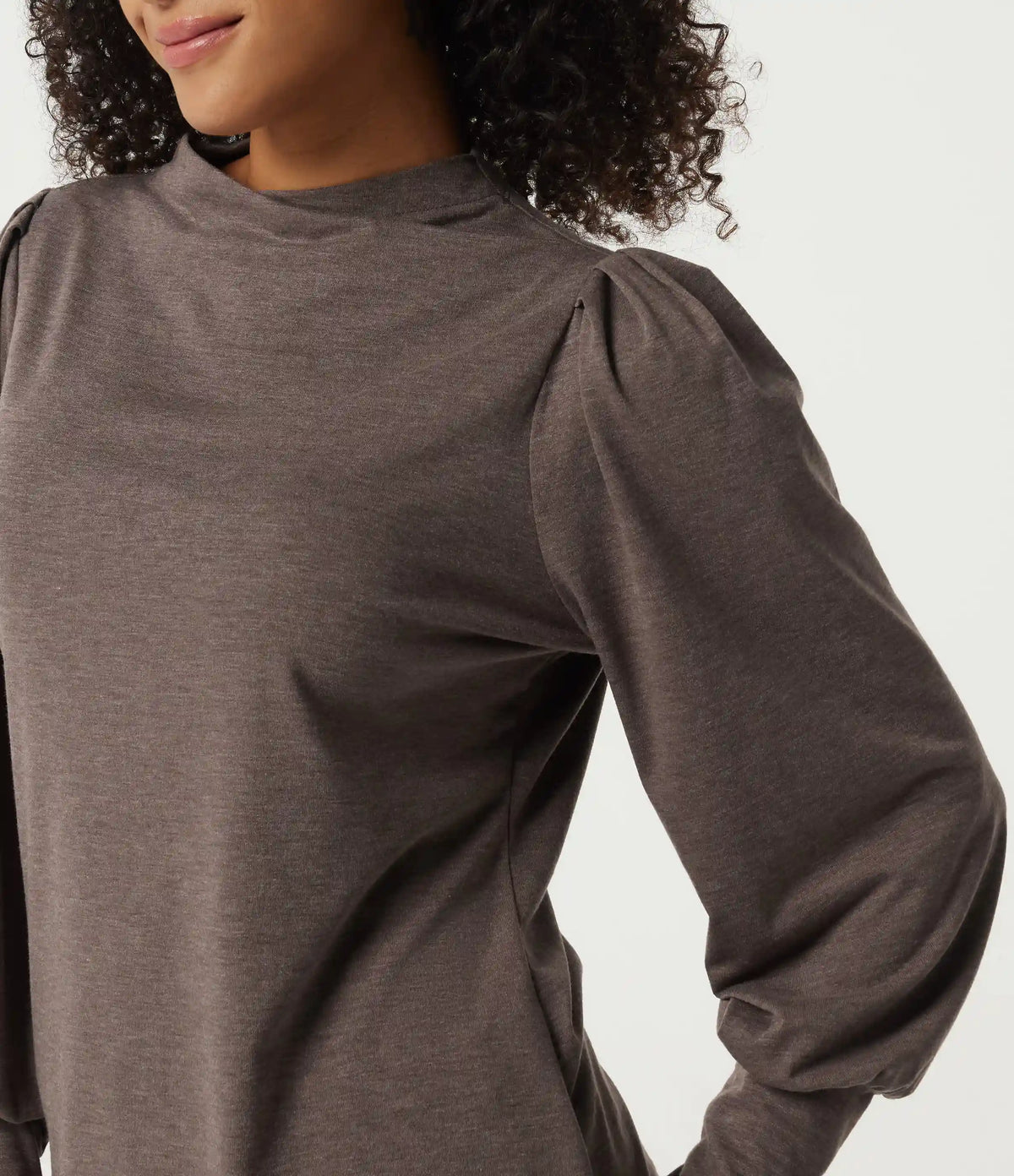 Mock Neck Long Sleeve Relaxed Casual Top