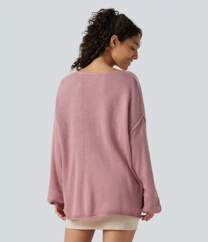 V Neck Long Sleeve Casual Sweater