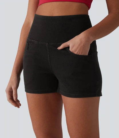 Halara Flex™ High Waisted Tummy Control Denim Casual Shorts 3'' with Pockets