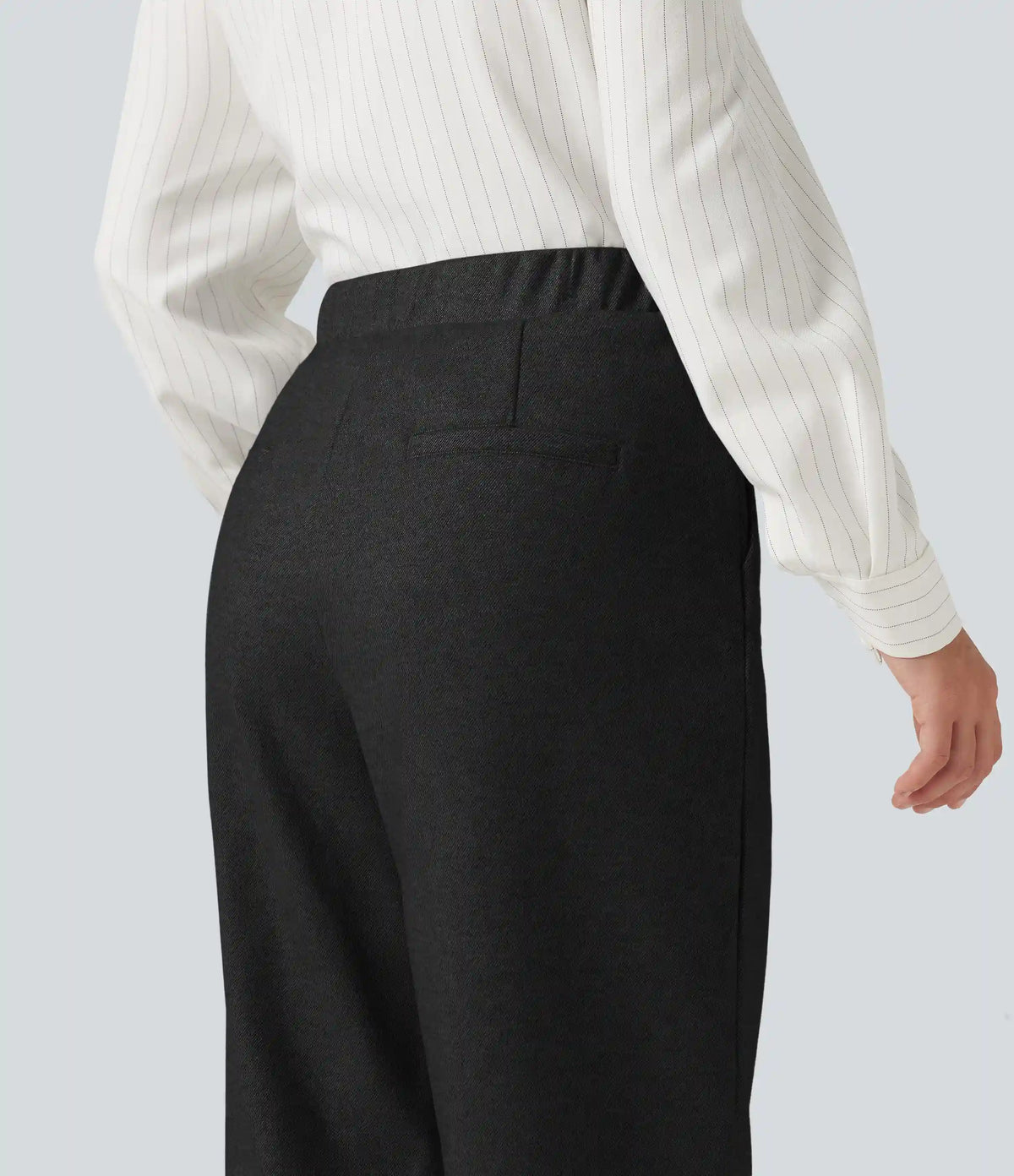 High Waisted Pintuck Tapered Work Pants with Pockets